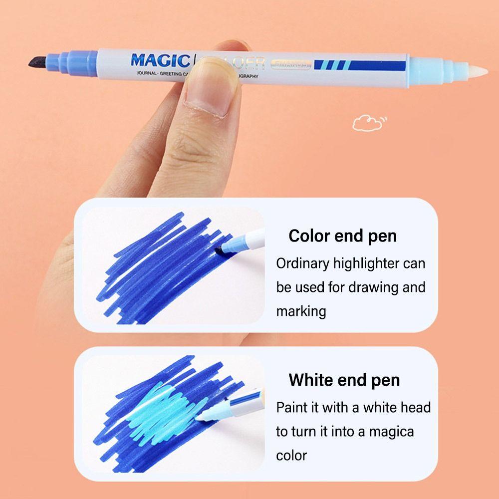 Nanas6 /12Warna Neon Marker Alat Tulis Magic Double Head Drawing Tools