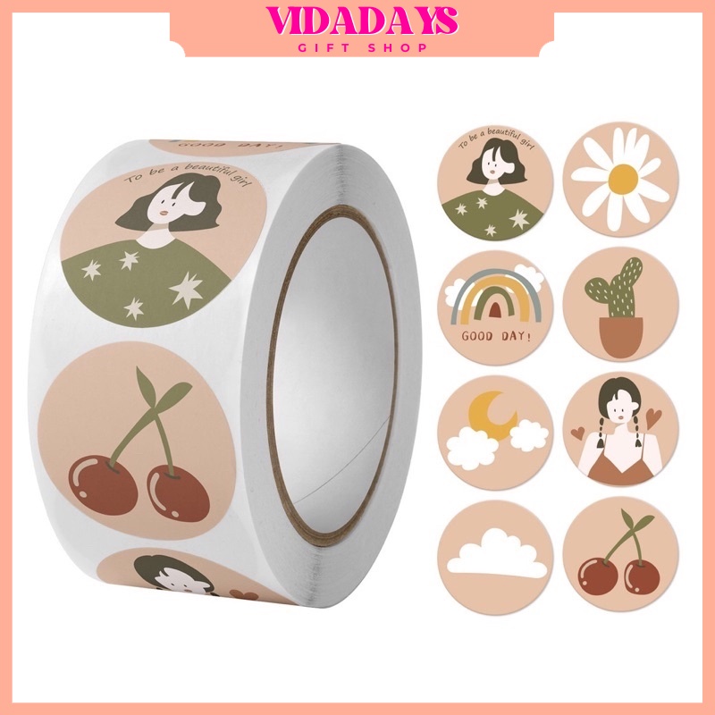 

[500Pcs/Roll] Sticker Vintage Estetik Label Diary Journal Deco Stiker Jurnal Gulung