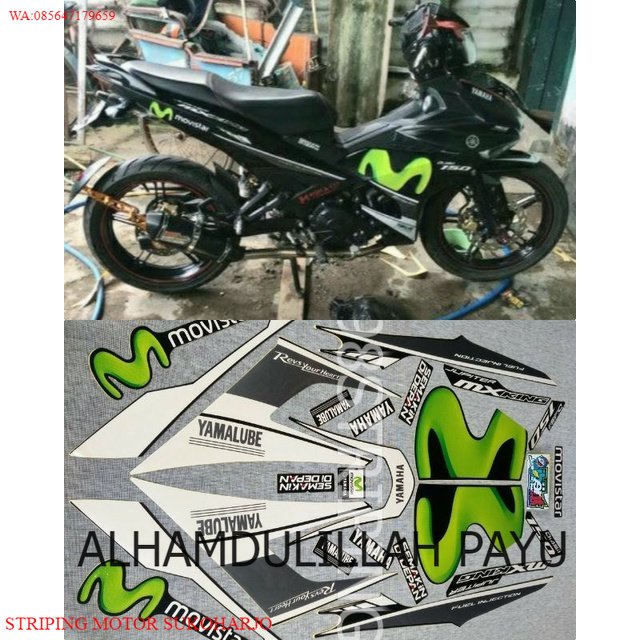 (ORI) STRIPING JUPITER MX KING MOVISTAR HITAM TAHUN 2016 STIKER LIS STANDAR ORI YAMAHA POLET KUALITA