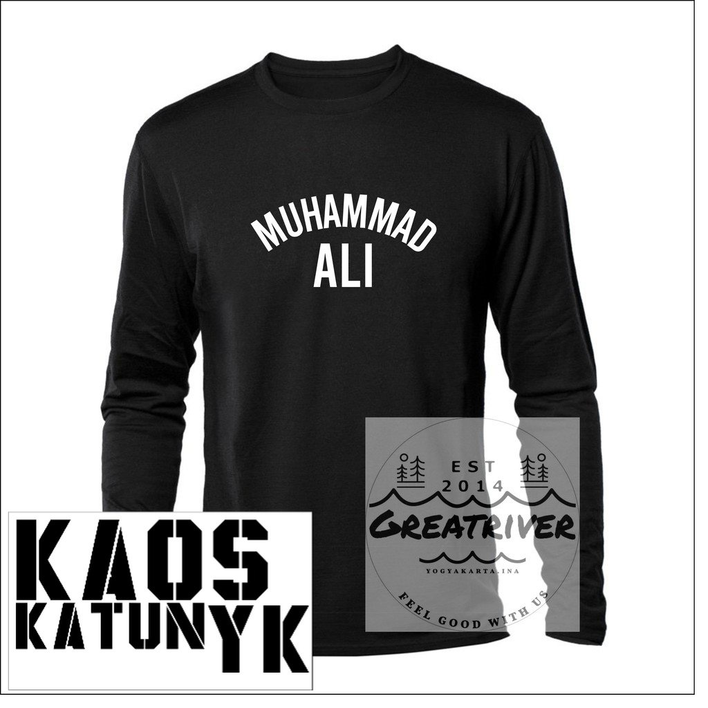kaos distro Muhammad Ali lengan panjang cotton