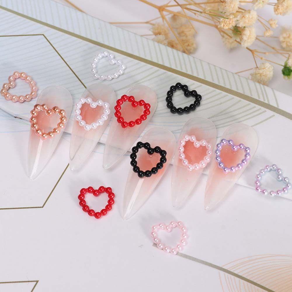 Mxbeauty Hiasan Kuku Jantung Resin Fashion Cinta Hati Manicure Aksesoris Hiasan Kuku Mutiara Heart Nail Jewelry