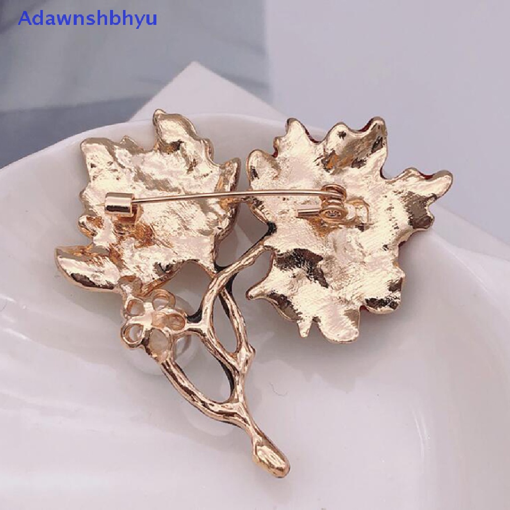 Adhyu Vintage Maple Leaf Pearl Brooch Corsage Pin Accessories Gift Jewelry ID