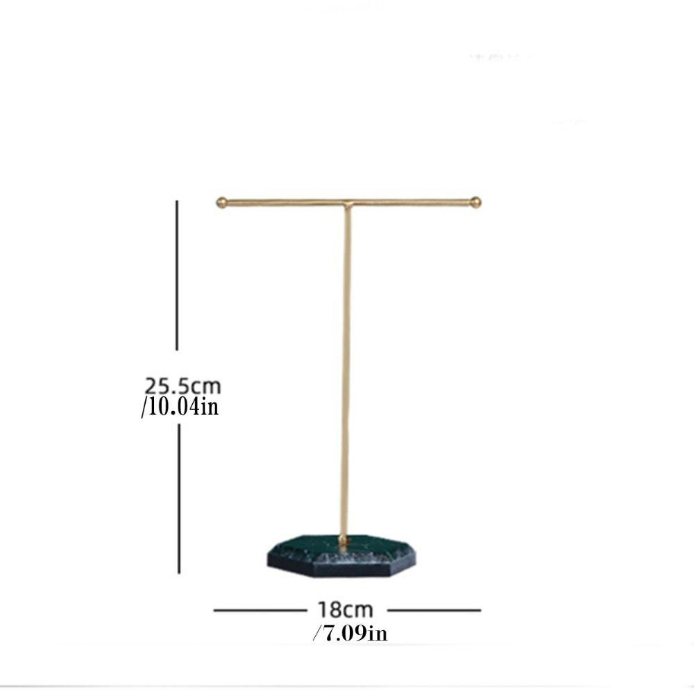 Mxbeauty Display Perhiasan Berdiri Fashion Simple Jewelry Organizer T-shaped Earrings Holder Bracket Besi Imitasi Marmer Bawah Kalung Holder