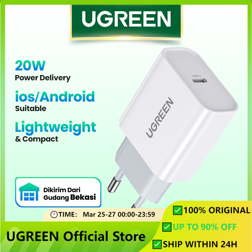 【Stok Produk di Indonesia】UGREEN PD 20W Quick Charge QC 4.0 3.0 USB Tipe C Untuk iPhone 14 13 pro Max 13 / 12 / 11 / XS / XR / 7 plus / 8 plus / X