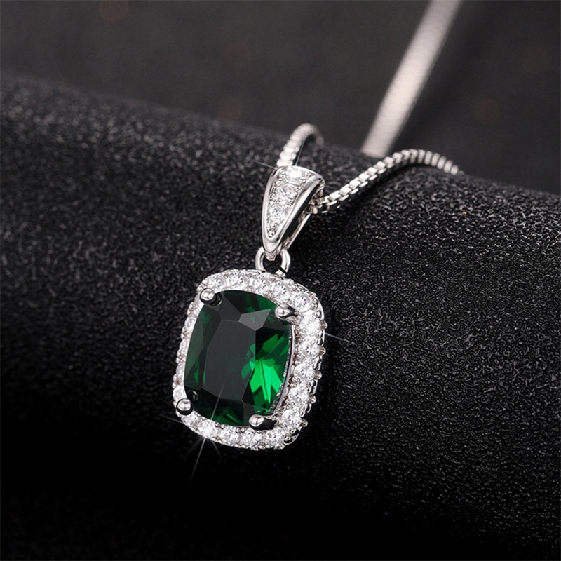 Kalung Wanita Cubic Zirconia Putih/Hijau/Ungu/Pink Yang Indah Desain Sederhana Dan Elegan Perempuan Pernikahan Perhiasan Trendi