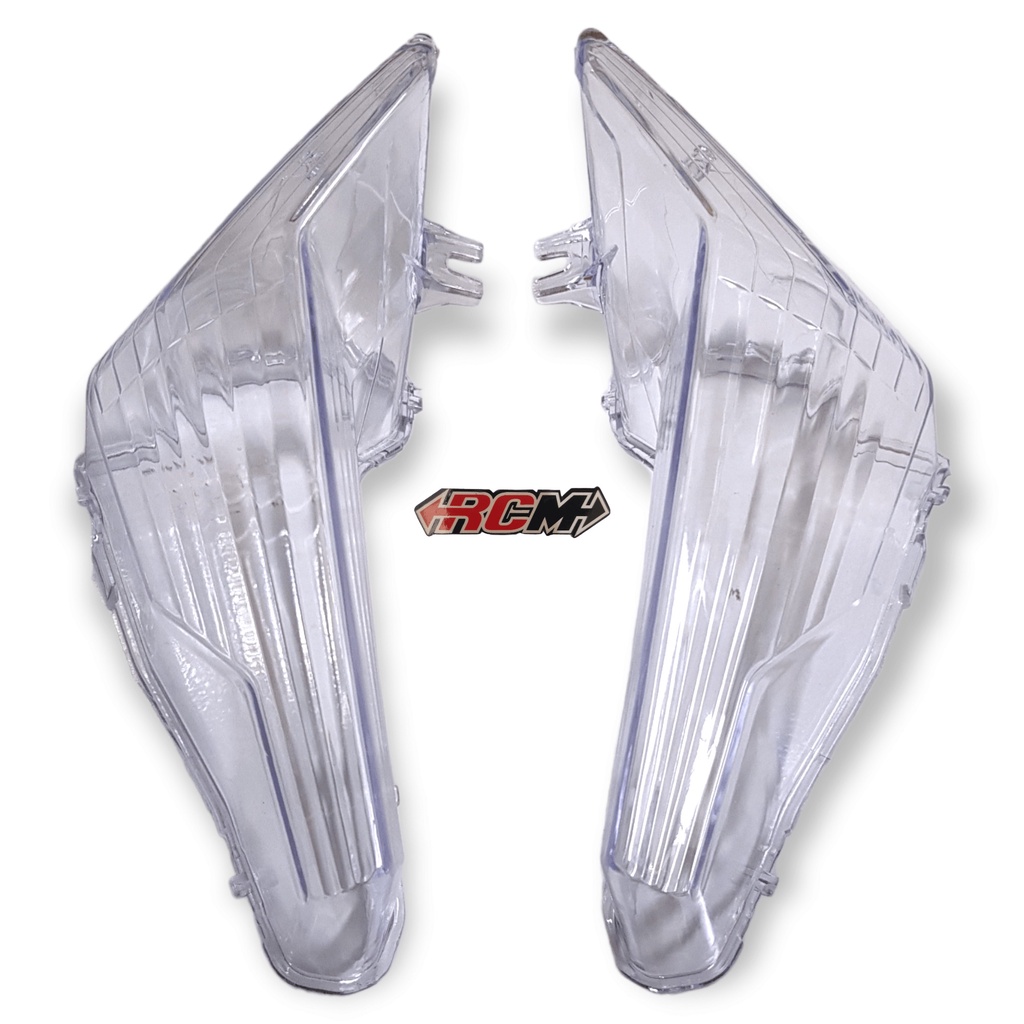 SEPASANG KANAN KIRI MICA MIKA KACA LENSA LAMPU SEN SEIN RETING RETTING RITING DPN DEPAN YAMAHA MIO SOUL GT BLUE CORE 2SX PUTIH WHITE BENING CLEAR BEST QUALITY BAHAN TEBAL JAMINAN KUALITAS