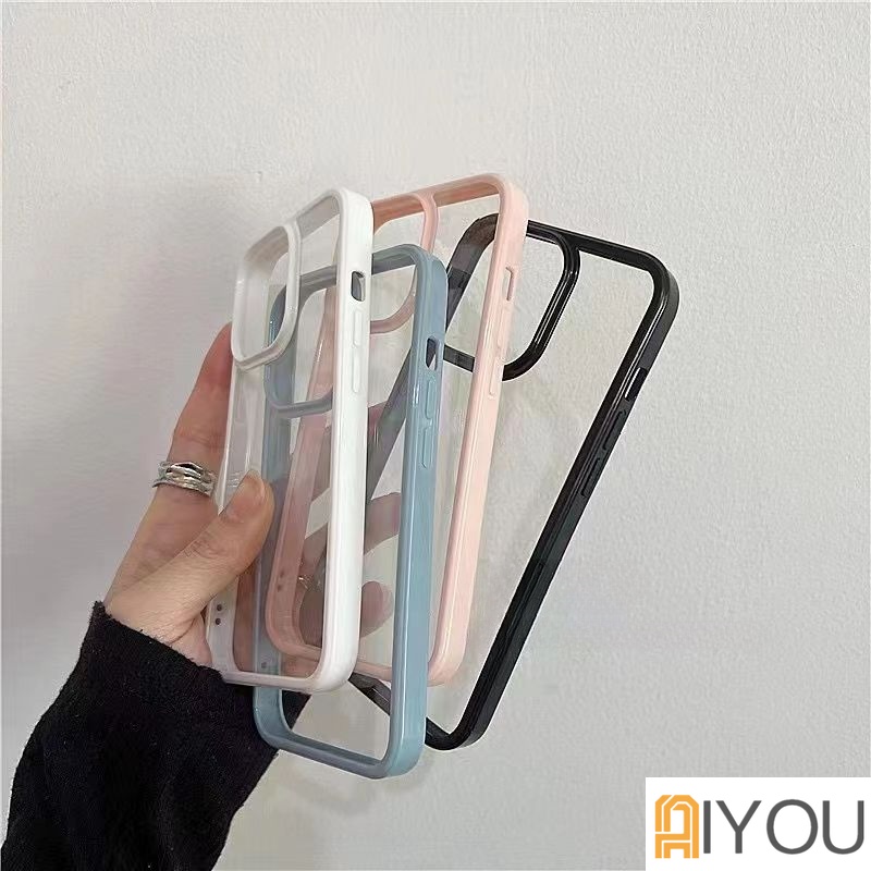 IPHONE Casing Ponsel Bening Bumper Warna-Warni Tahan Guncangan Untuk Iphone14 13 12 11 Pro XR X XS Max8 7 Plus SE 3 Cover Akrilik Lembut Transparan