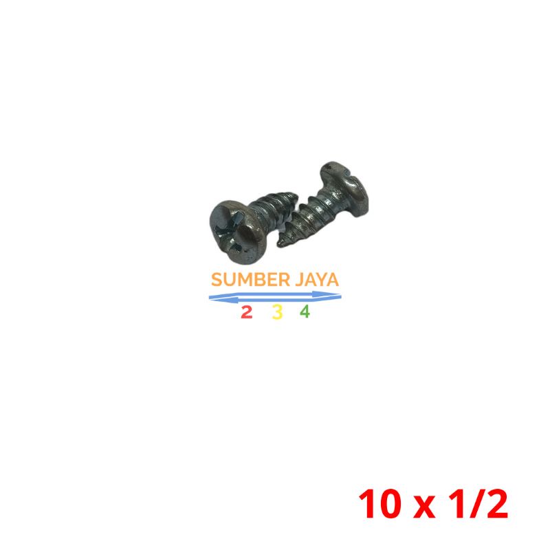 Baut TPJP 10 x 1/2 putih isi 10 pcs   / Skrup TPJP 10 x 1/2 TERMURAH