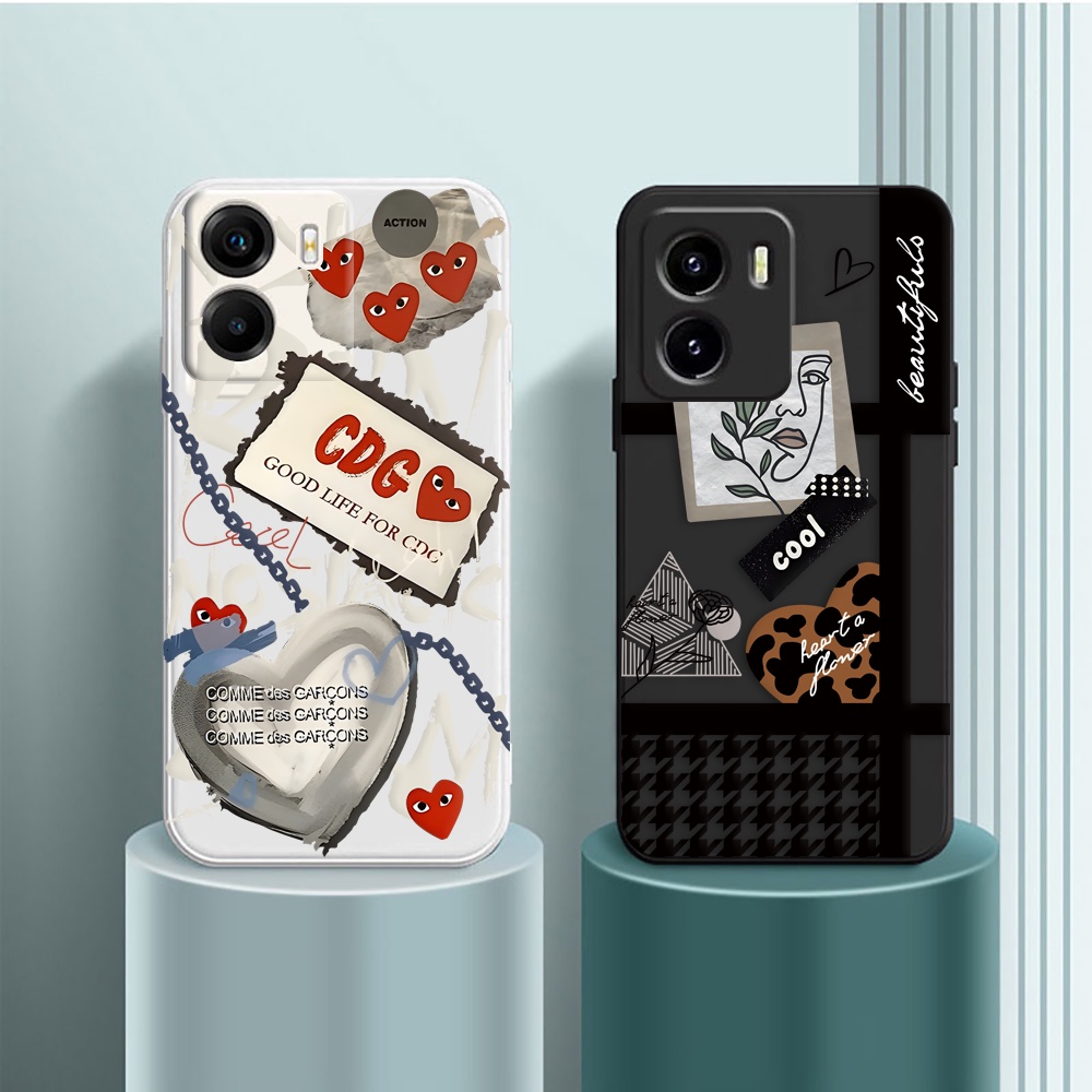 Case Fashion Untuk iPhone 14 Pro Max iPhone 11 12 13 iPhone6 6S 7 8 Plus Xs Max XR SE 2020 Lukisan Abstrak Graffiti Love Hati Floral Soft Karet Phone Cover BY