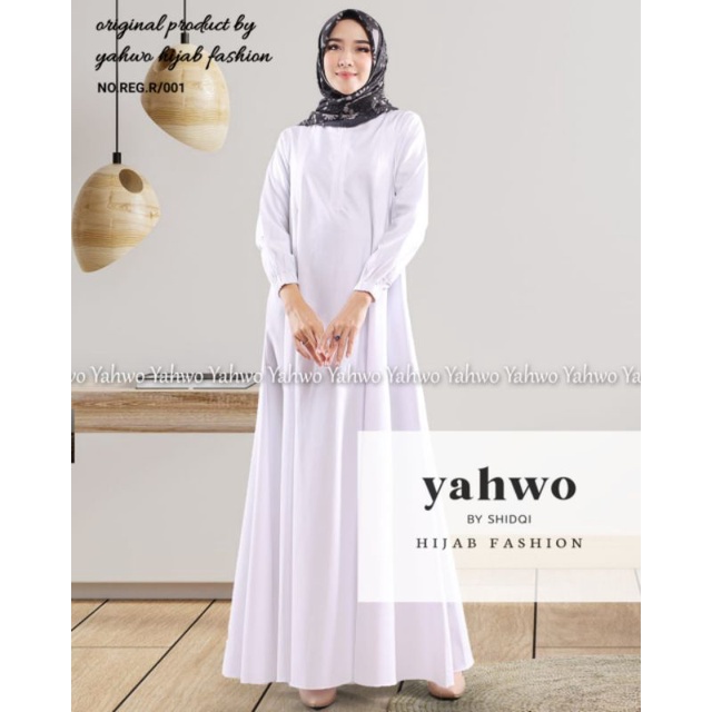 Ready Stock ✅ Maxi Dress Baju Dinas Wanita Gamis Yahwo Ori Gamis Toyobo Wanita Gamis Putih Bahan Toy