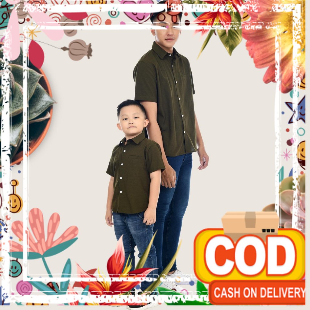 MEDELLIN Kemeja Couple Ayah Anak Lengan Pendek 101218 Army / koko busana muslim