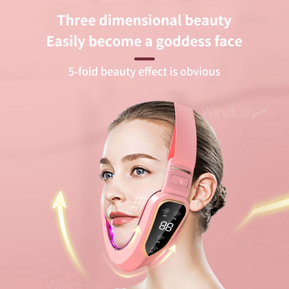 Vshape Slimming Face Electric Penirus Pipi Wajah Dagu Dengan 5 Mode Getaran / alat penirus pipi wajah / alat perawatan wajah / Face Lifting V-Shaped / EMS Facial Massager Original Korea