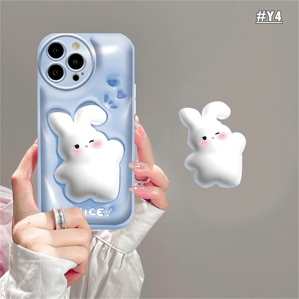 Samsung A14 A04S A04e A13 A03 A03S A02S A12 A21S A50 A50S A30S A20 A10S A52 A10 A11 M12 3D Vision Lucu Cartioon Nice Bunny Kelinci Bebek Air Cushion Soft Case BY