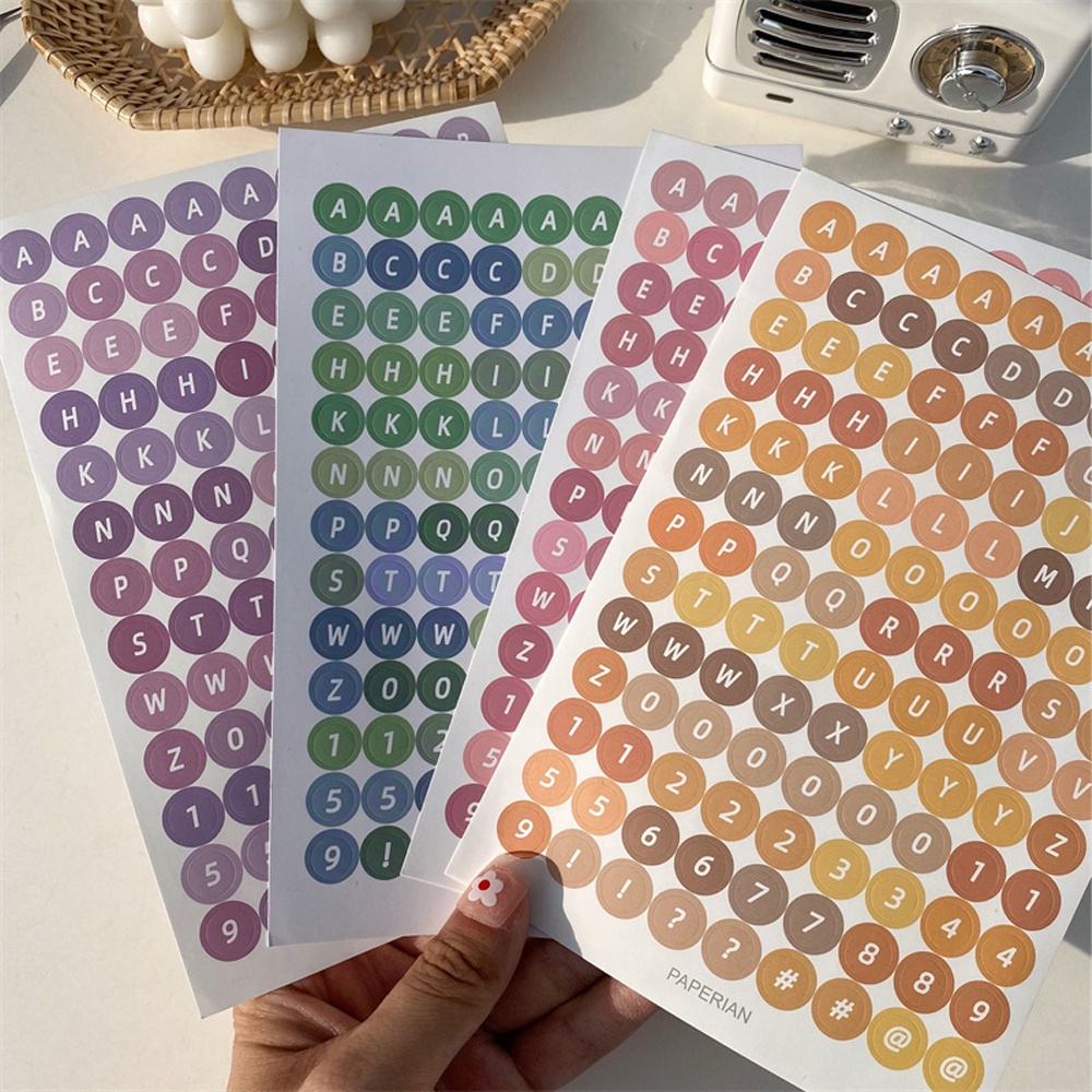 Permen Berwarna Polkadot Digital Huruf Inggris Stiker DIY Goo Card Notebook Patch Dekoratif Kreatif Gradiasi Warna Buku Pegangan Stiker