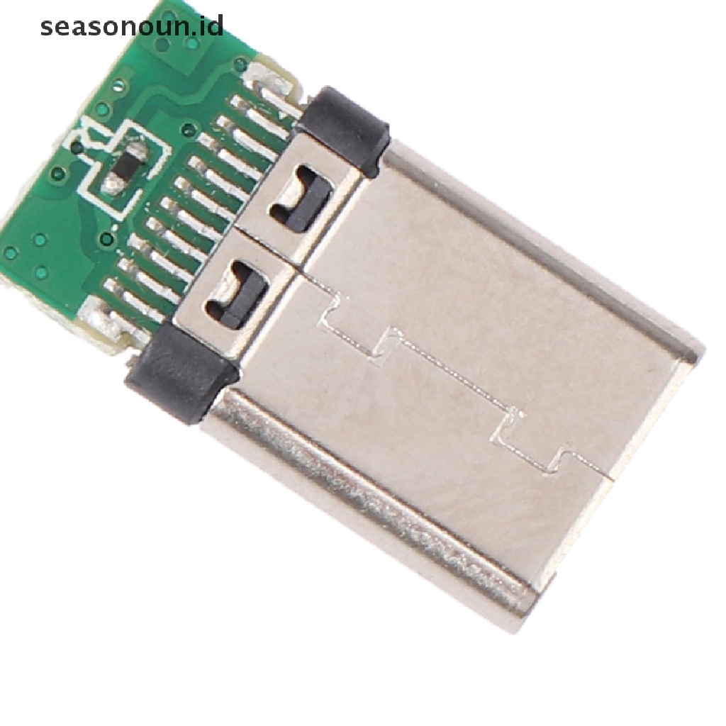 Seasonoun 5Pcs USB 3.1 Type C Male DIY Solder Plug Konektor Socket Papan PC Terpasang.