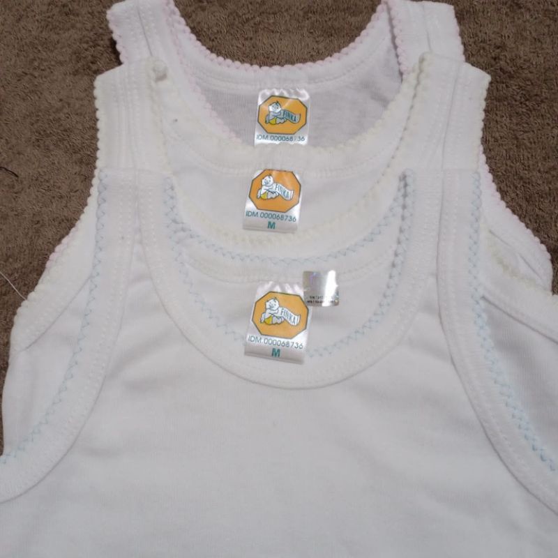 1 PCS SINGLET FINKA || GROSIR SINGLET BAYI DAN ANAK FINKA PUTIH KATUN