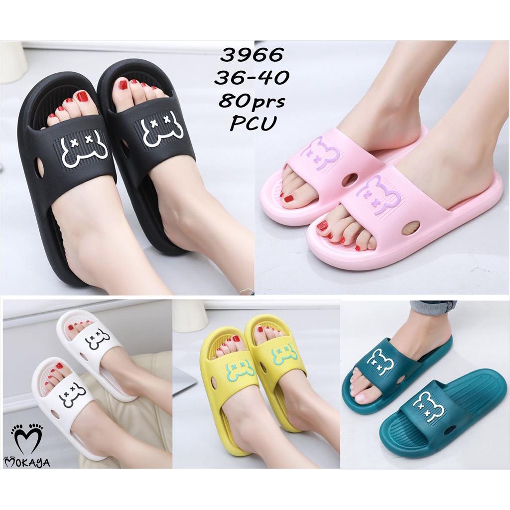 Sandal Slop Jelly Wanita Motif Cute Panda Mata X Super Empuk Simple Kekinian Import Mokaya / Size 36-40 (3966)