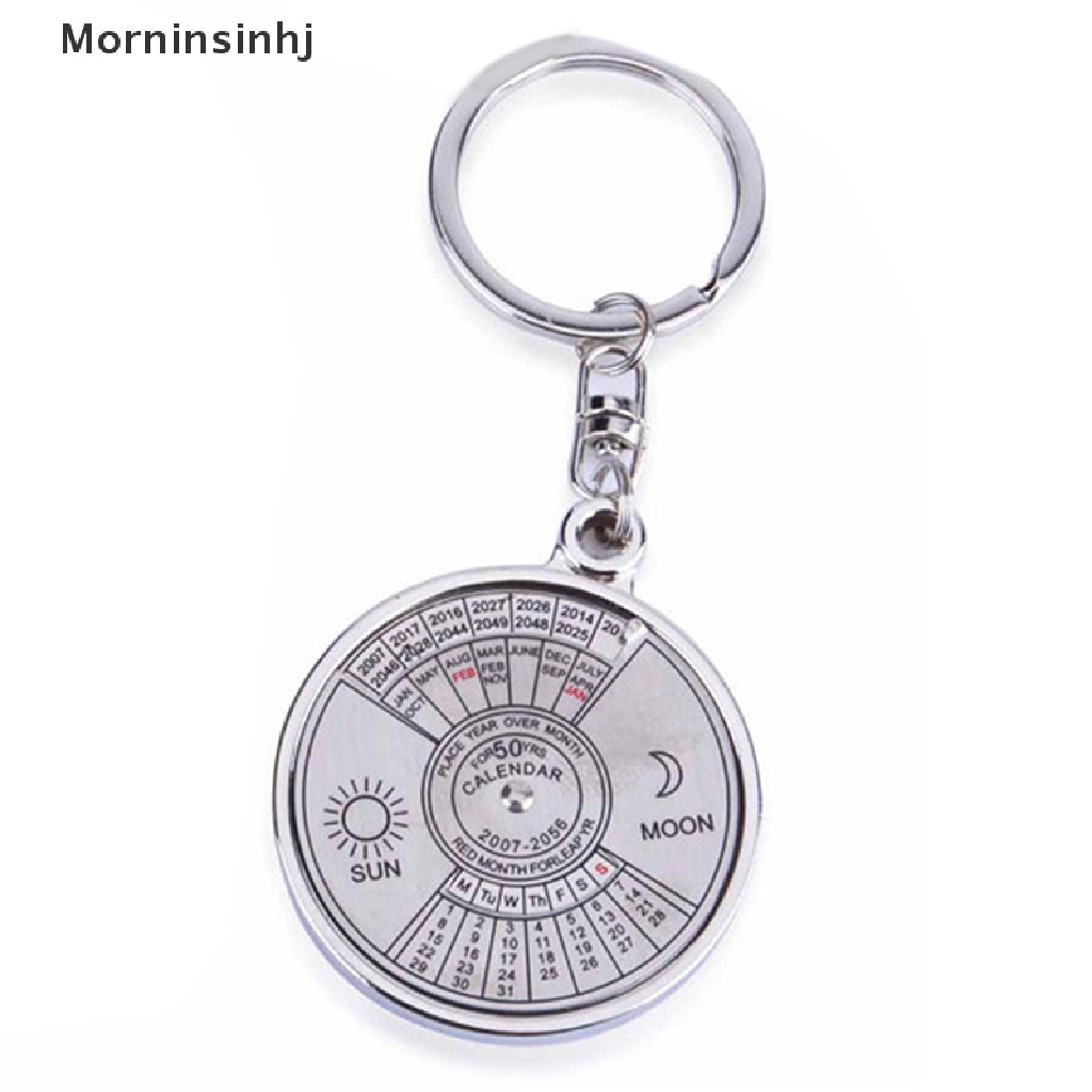 Mornin Keren Stylish Kalender 50tahun Gantungan Kunci Keyfob Metal Alloy Ring Compass id