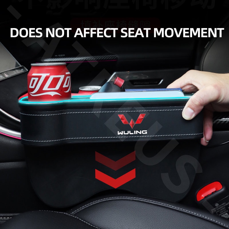 Wuling Kotak Penyimpanan Celah Jok Mobil LED Dengan port charging Seat Side Gap Slit Pocket Storage Untuk Confero Cortez Almaz Confero s