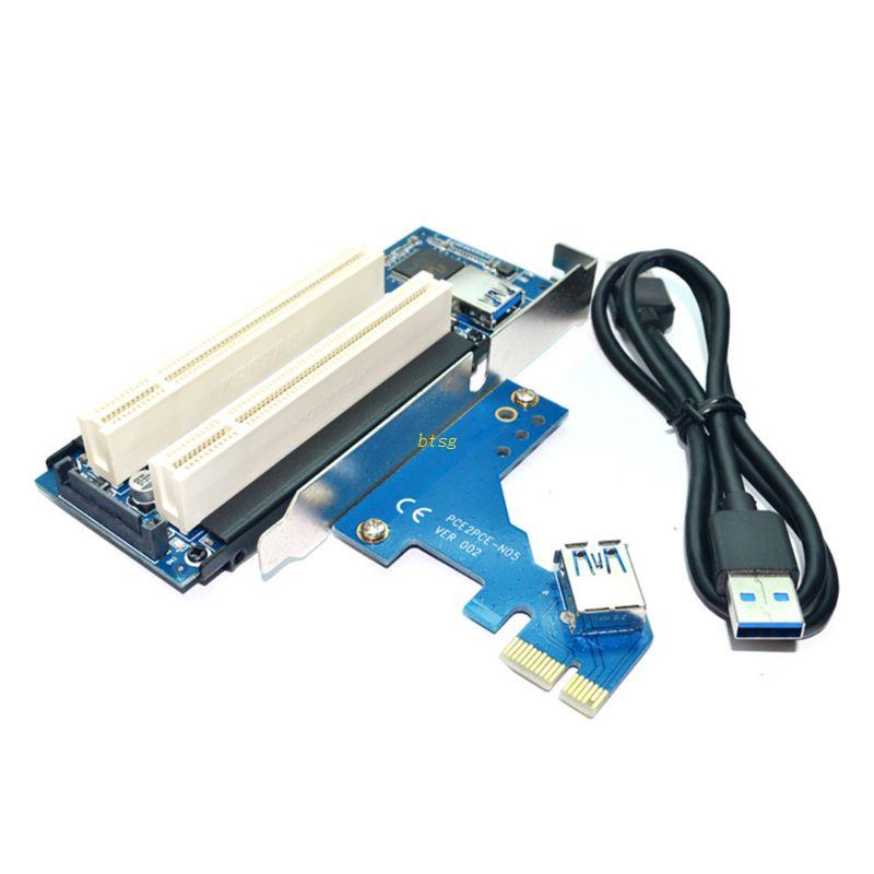 Kartu btsg PCI-E Express X1 Ke Dual PCI Riser Extender Dengan Bracket Low Profile