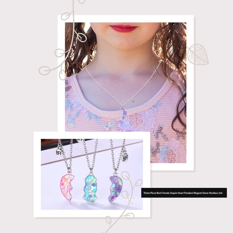 3 Pcs/Set Fashion Teman Baik Anak Kalung Geometris Menetes Minyak Magnet Jahitan Cinta Kalung