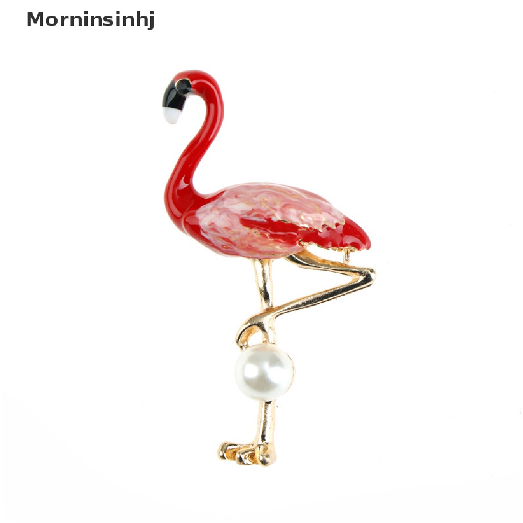 Mornin Bros Flamingo Hidup Unisex Wanita Dan Pria Brooch Pin Burung Baju Mantel Perhiasan id