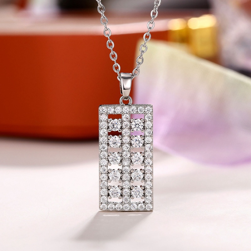 Fashion Pengantin Wanita Pernikahan Kalung Geometris Persegi Panjang Berbentuk Liontin Kalung Dengan Batu Cubic Zirconia Perhiasan Trendi Untuk Wanita