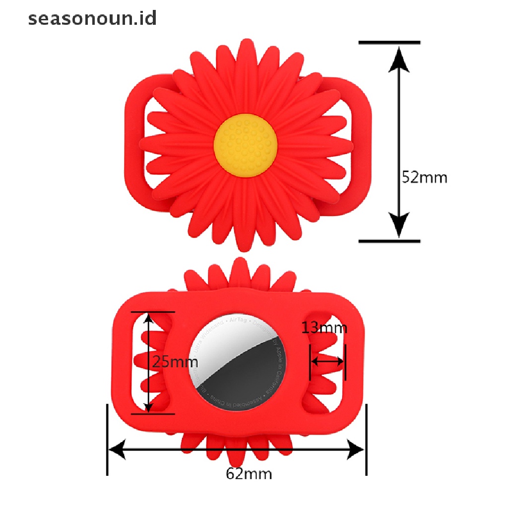 Seasonoun Pet Silikon Casing Pelindung GPS Finder Anjing Kucing Kerah Loop Untuk Airtags Tracker.