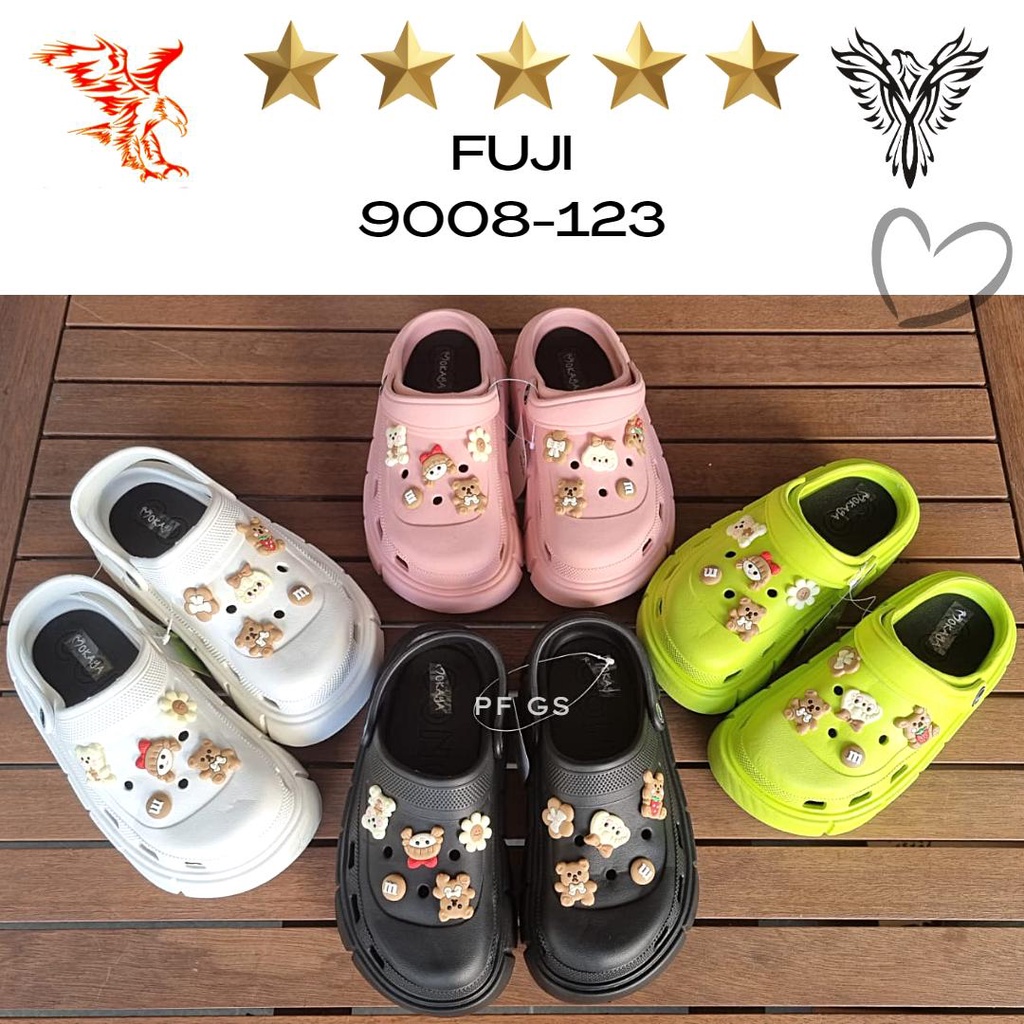 Sandal Baim Fuji Wanita MOKAYA 9008-123 Jibbitz Bear Flower Girl Import