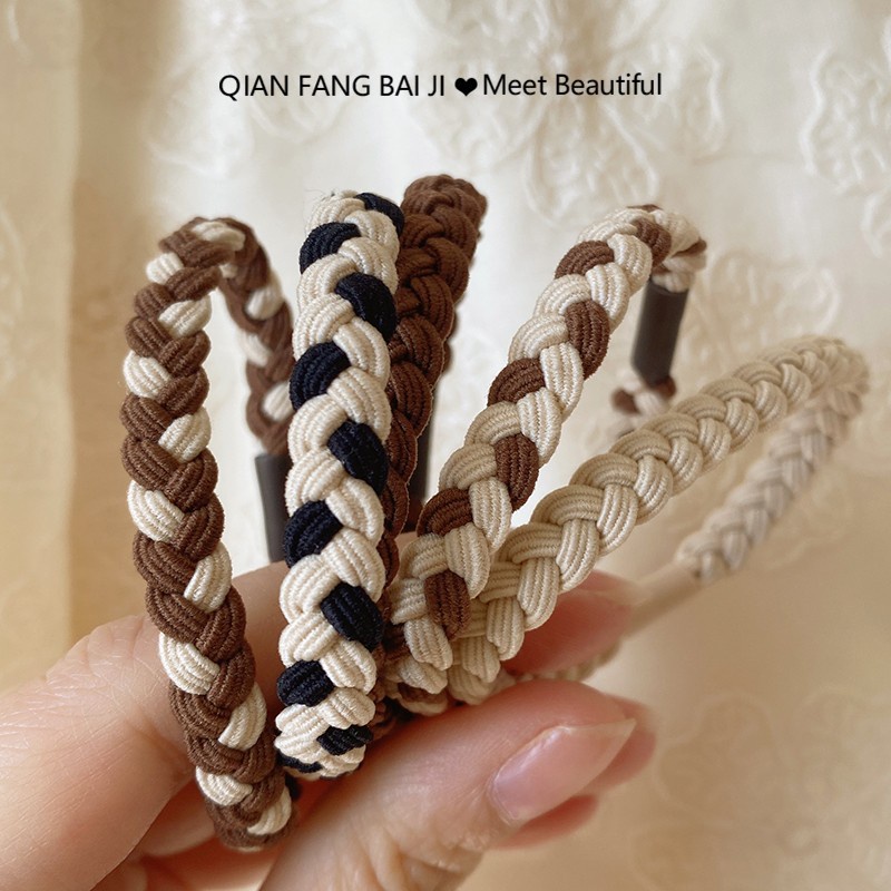 5pcs Bando Warna Kopi Wanita Sederhana Elegan Karet Gelang Tali Rambut Elastis Tinggi Tahan Lama Bermutu Tinggi Rambut Band