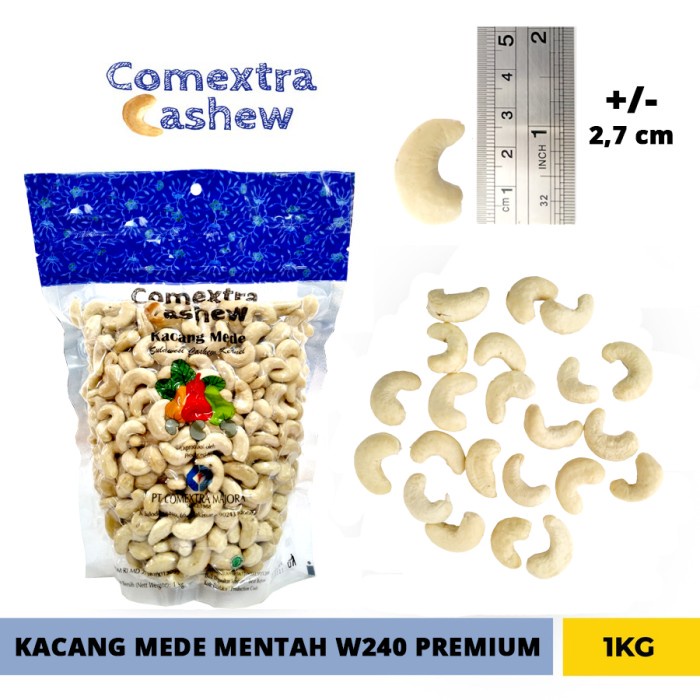 

Kacang Mede Mentah Utuh Putih 240 Premium 1 Kg - Cashew Mete Mente