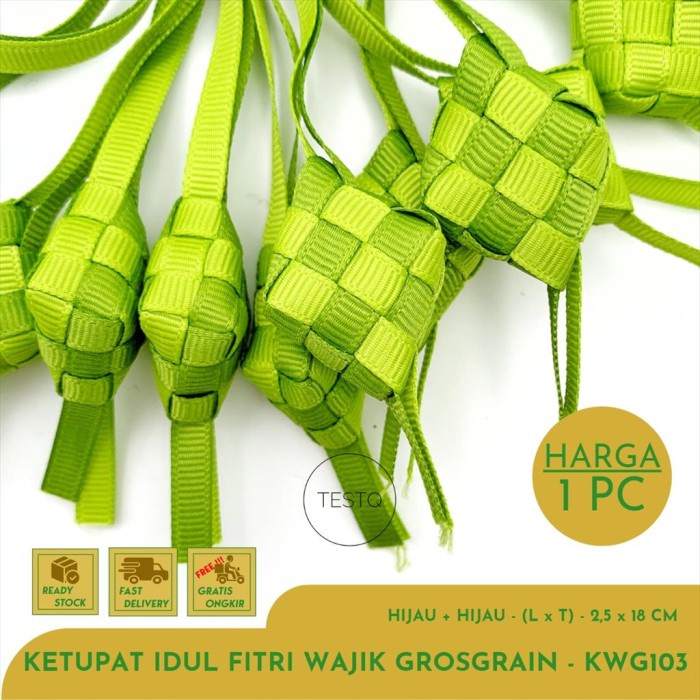 

Hiasan Dekorasi Ketupat Pita Grosgrain Lebaran Idul Fitri Hijau 3,5 cm