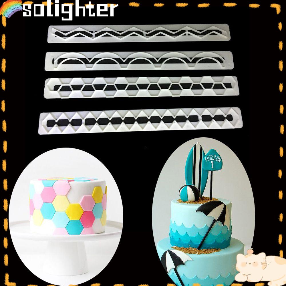 Solighter 4PCS Cetakan Biskuit Geometris DIY Membuat Kue Kering Fondant Sugarcraft Cookies Cutter