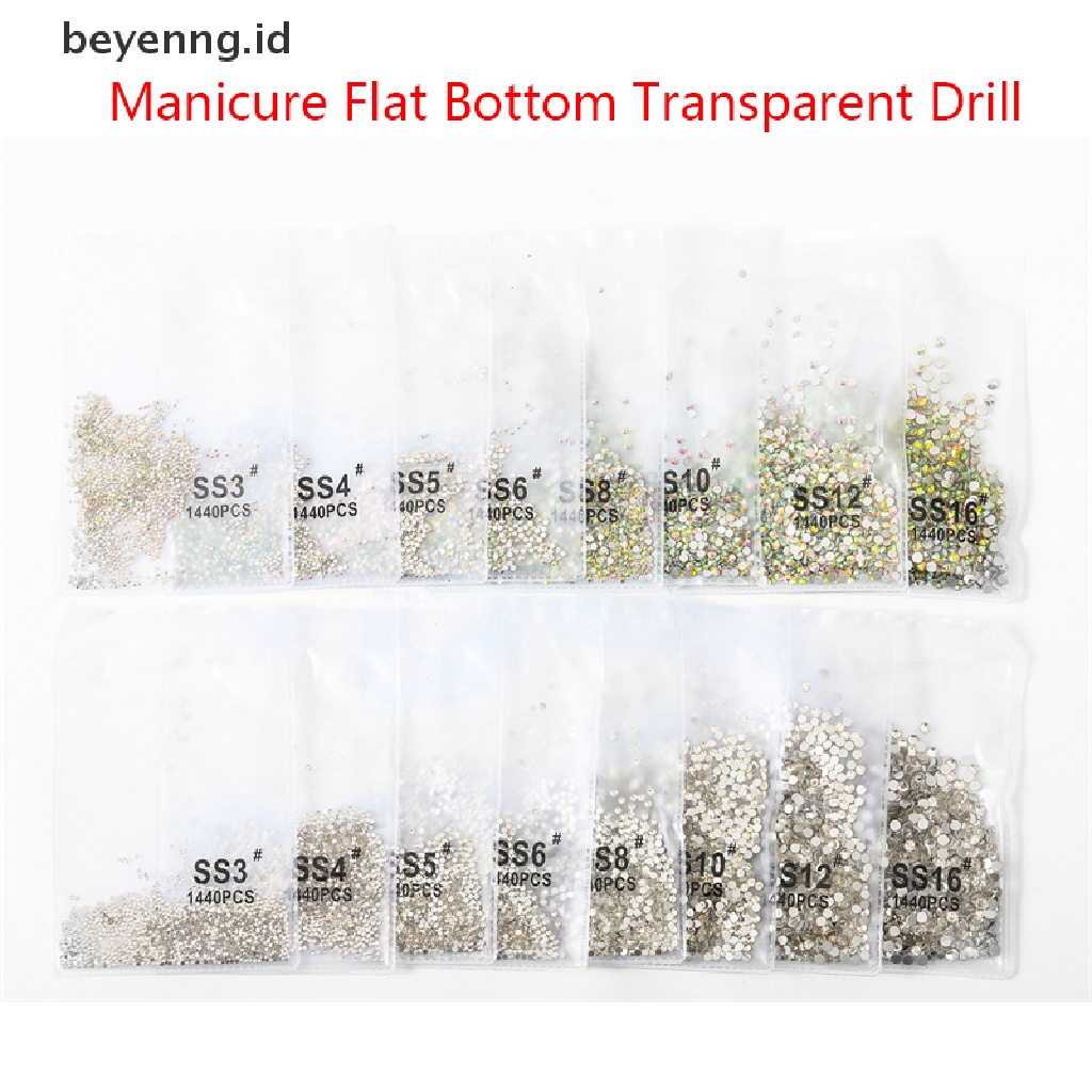 Beyen 1440Pcs Batu Nail Art Kristal Flatback Berlian Imitasi Untuk Nail Art DIY Manicure ID