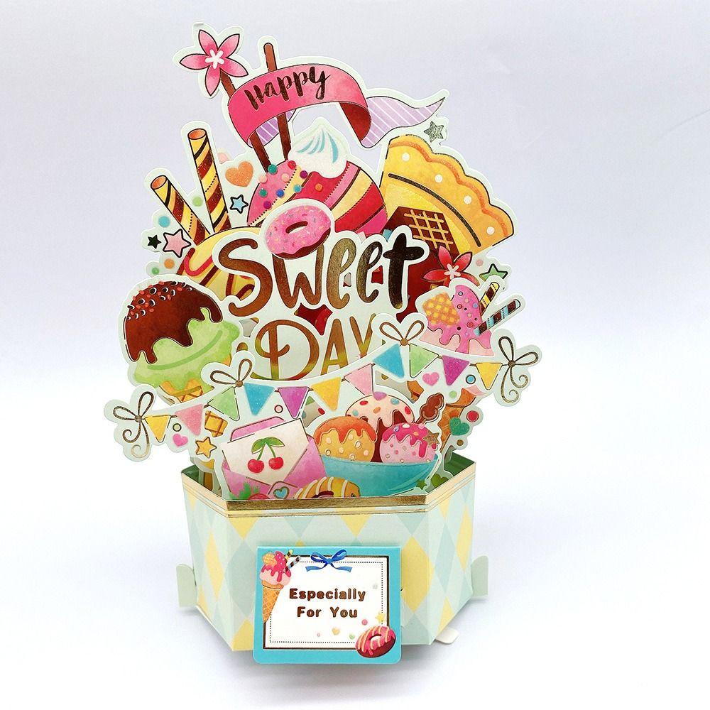 R-FLOWER Buket Pop Up Untuk Ulang Tahun Kartu 3D Rose Sunflower Happy Mother's Day