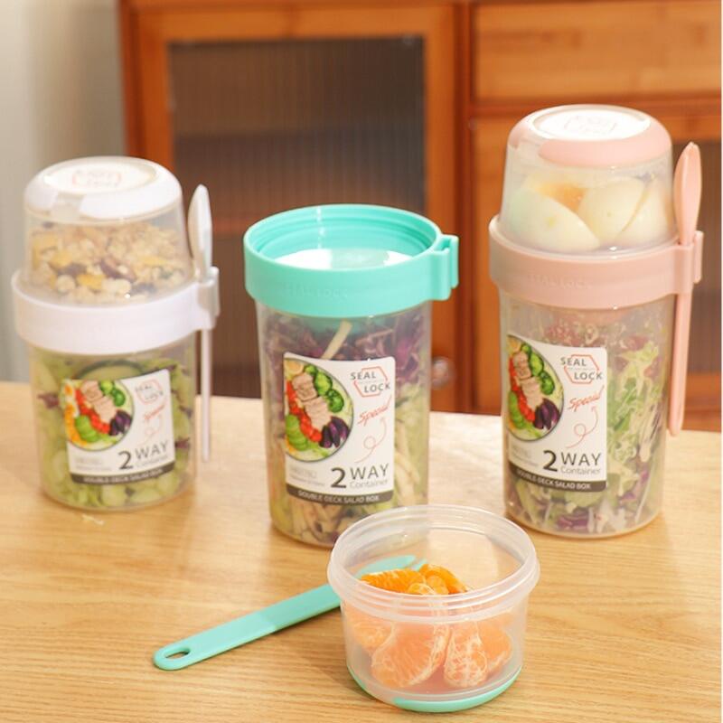 Breakfast Oatmeal Cereal Nut Yogurt Salad Cup Seal Container Set Dengan Garpu Saos Tutup Gelas Bento Tuppers Food Taper Bowl Lunch Box