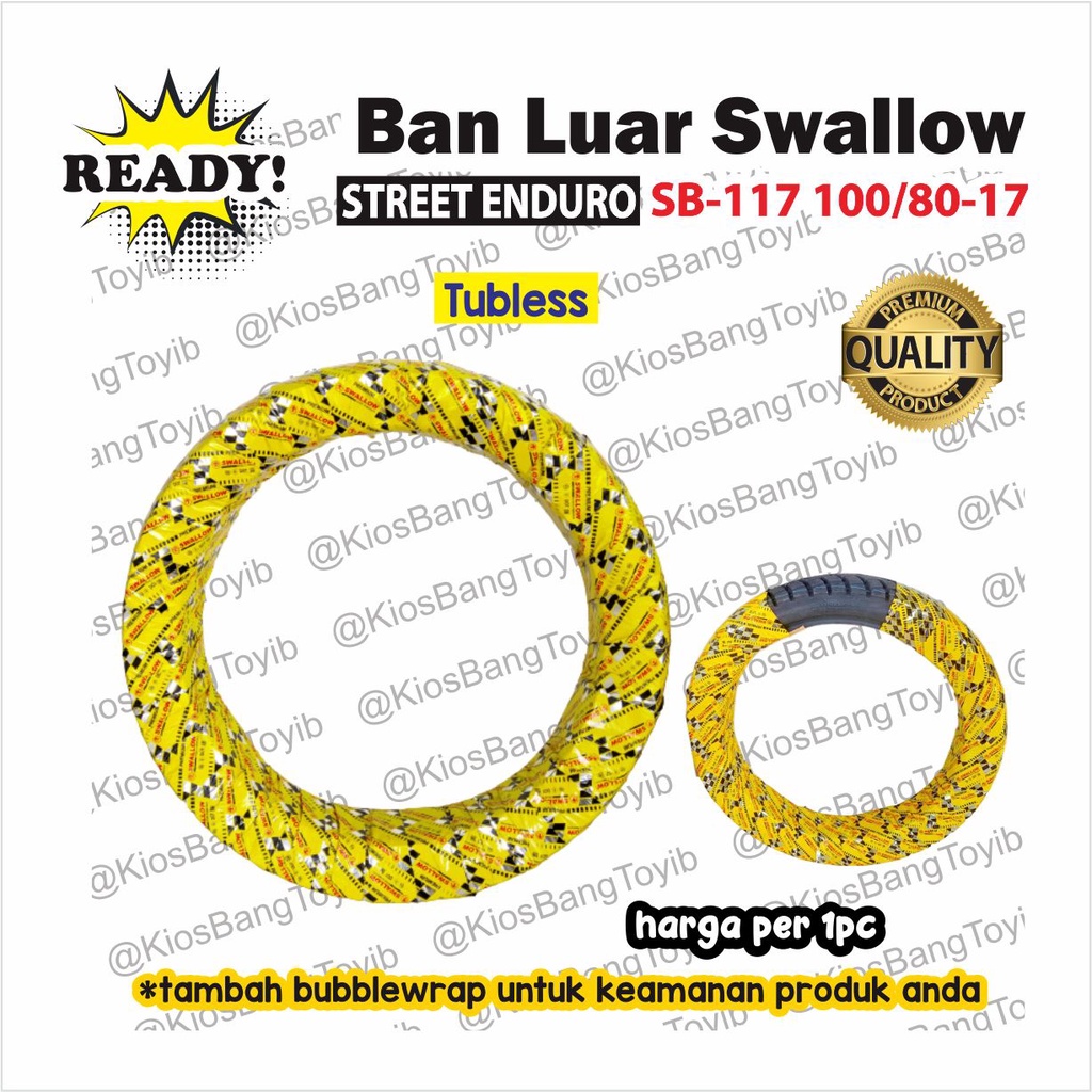 Ban Luar Motor Tubless 100/80 Ring 17 SWALLOW Motif Street Enduro BARU