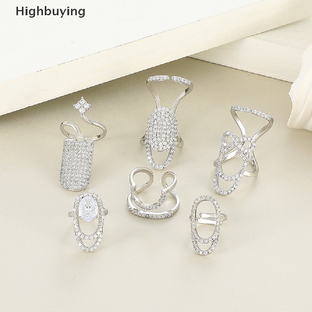 Hbid 1Pc Cincin Kuku Zirkon Hias Tembaga Lapis Emas Manicure Ring Dekorasi Glory