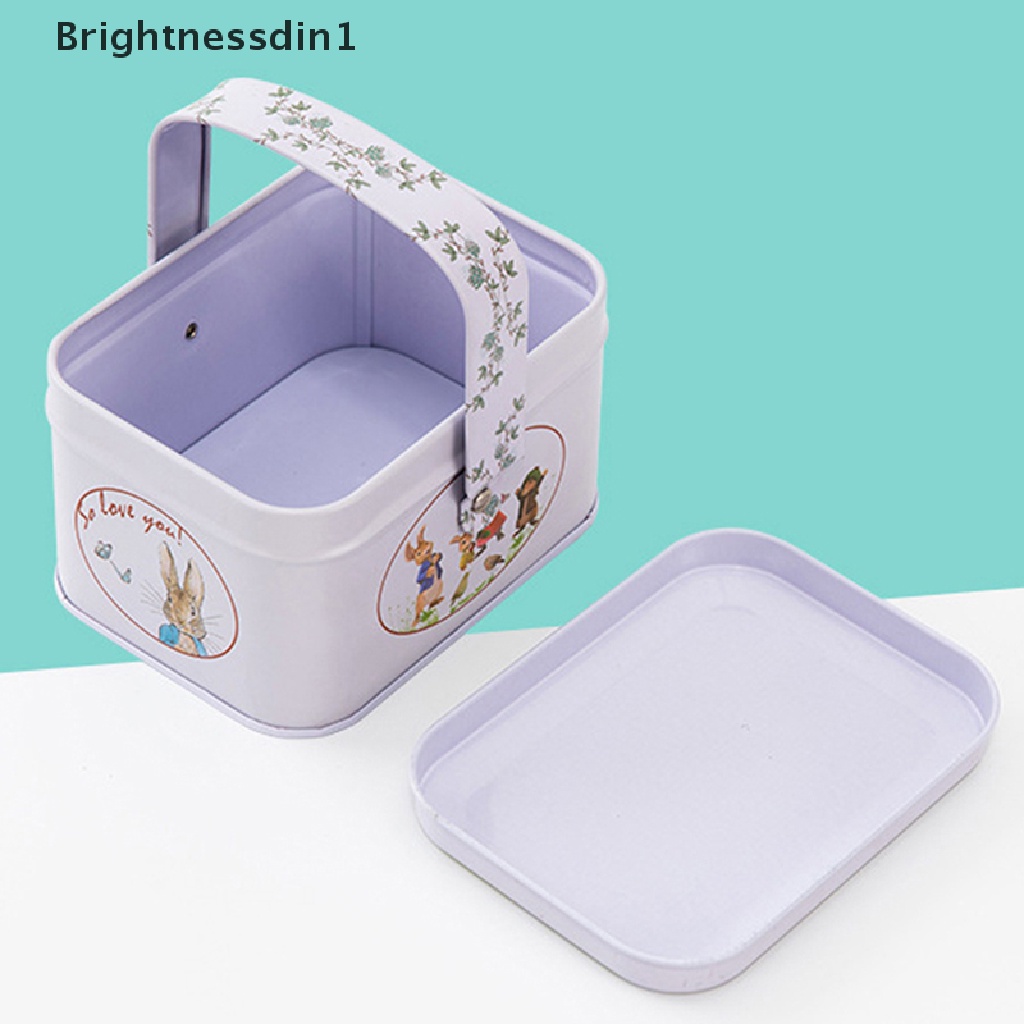 [Brightnessdin1] Vintage Tinplate Little White Rabbit Suitcase Candy Box Kotak Hadiah Penyimpanan Bisa Butik