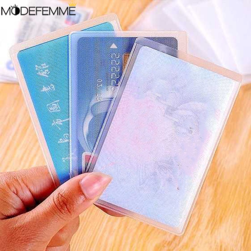 1 /10Pcs PVC Lembut Penutup Alat Tulis Tahan Air ID Card Organizer Pelindung Kartu Siswa Bening Frosted Card Holder