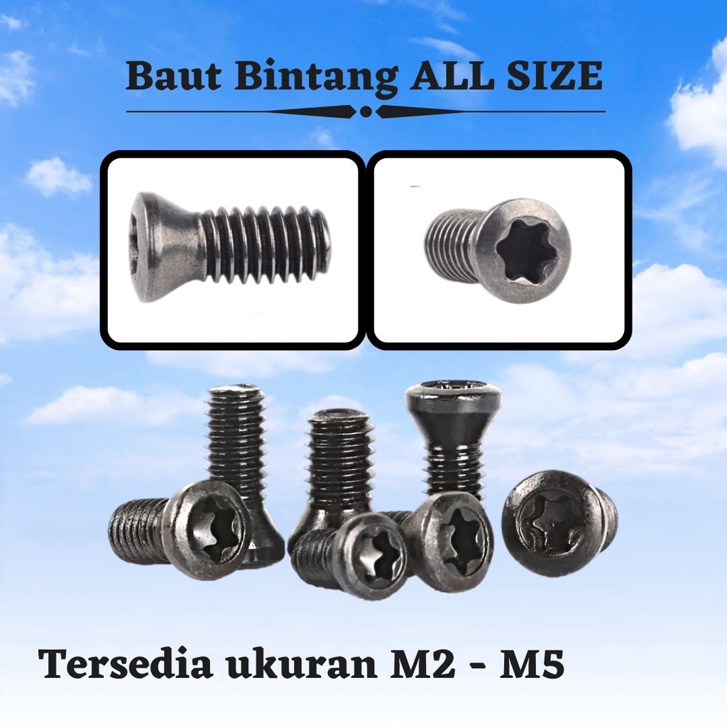 Baut Holder bubut miling baut insert baut bintang M2 , M2.5 sampai M5