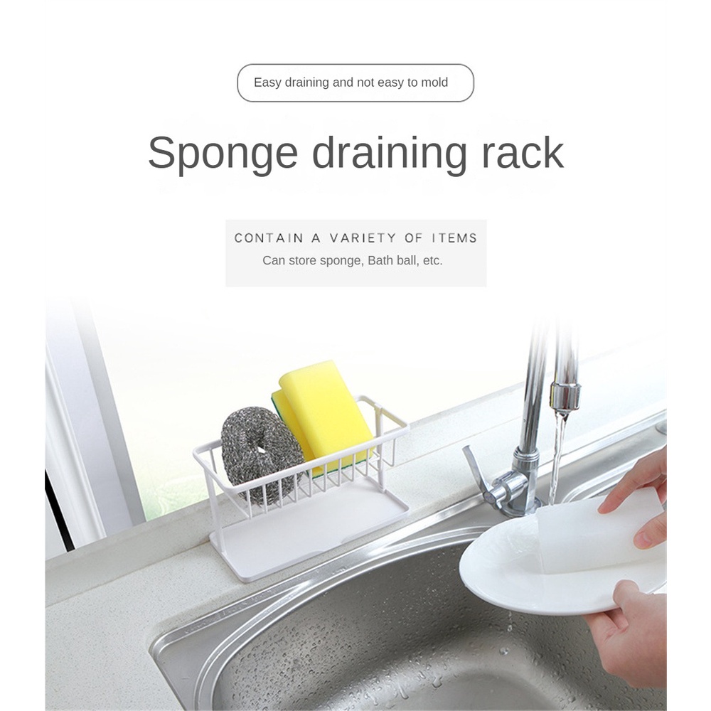 ღ Wastafel Drain Rack Sponge Saluran Pemegang Dapur Wastafel Caddy Rak Berdiri Sikat Pembersih Sabun Organizer Dapur Gadget Kenyamanan Peralatan rak