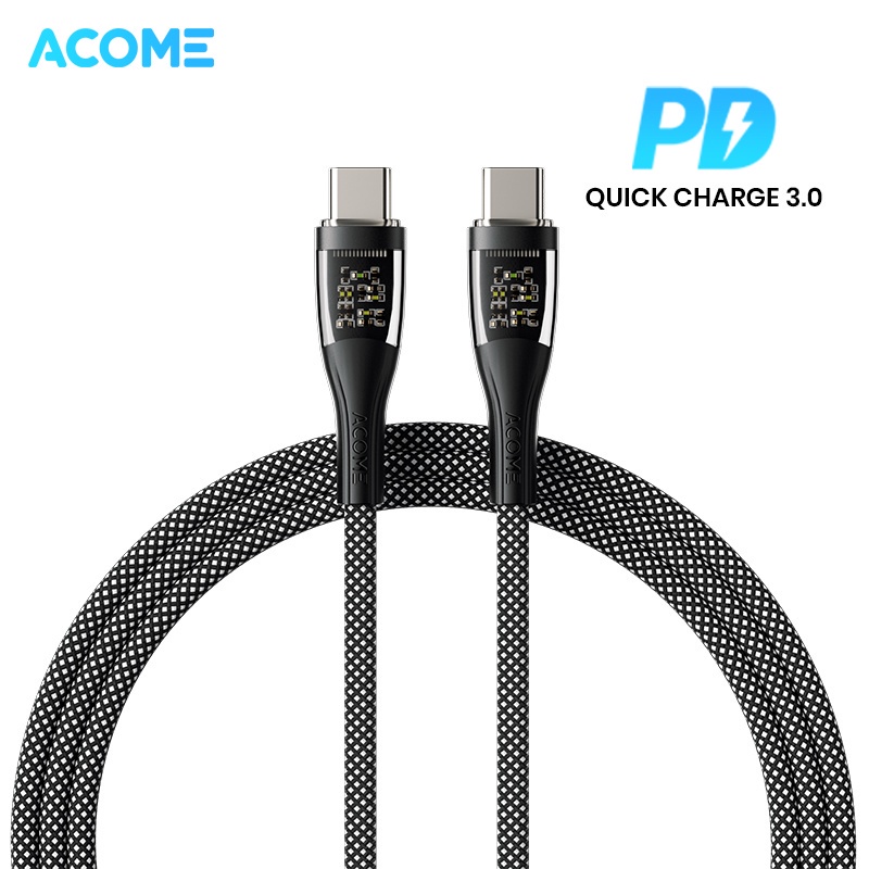 ACOME APD010T Kabel Data PD Type C to Type C 100cm Fast Charging 60 Watt Original - Garansi Resmi 1 Tahun