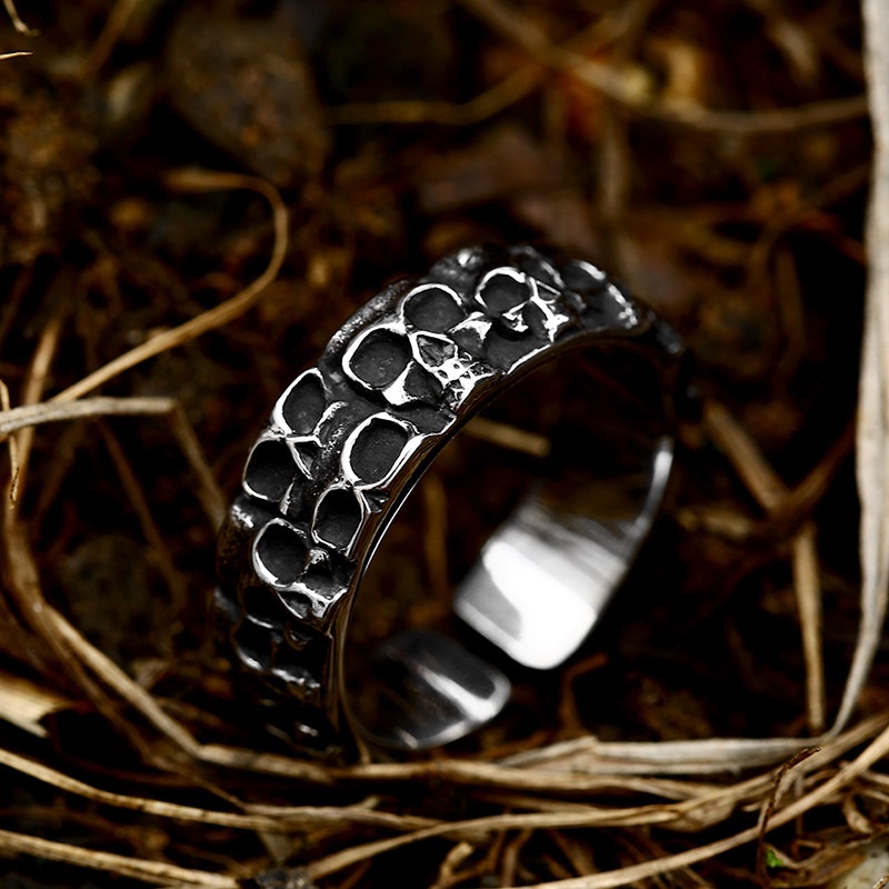 Gaya Vintage Gothic Tengkorak Cincin Perak Baja Titanium Pria Punk Fashion Perhiasan Aksesoris Jari Rings