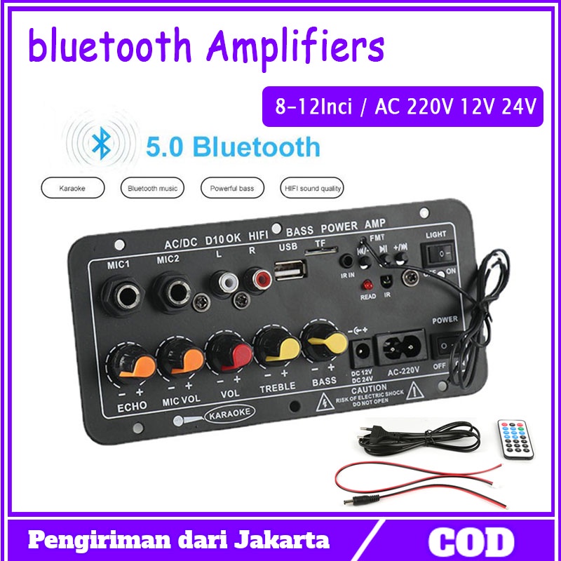 (Pengiriman 24 Jam)400W Amplifier Board Modul Subwoofer 8-12 Inci Bluetooth Amplifiers HIFI BASS Speaker AC 220V 12V 24V Penguat Bluetooth Digital Penguat Suara Stereo Papan Subwoofer Dual Mendukung USB TF Remote Control HIFI Penguat Daya Amplifier