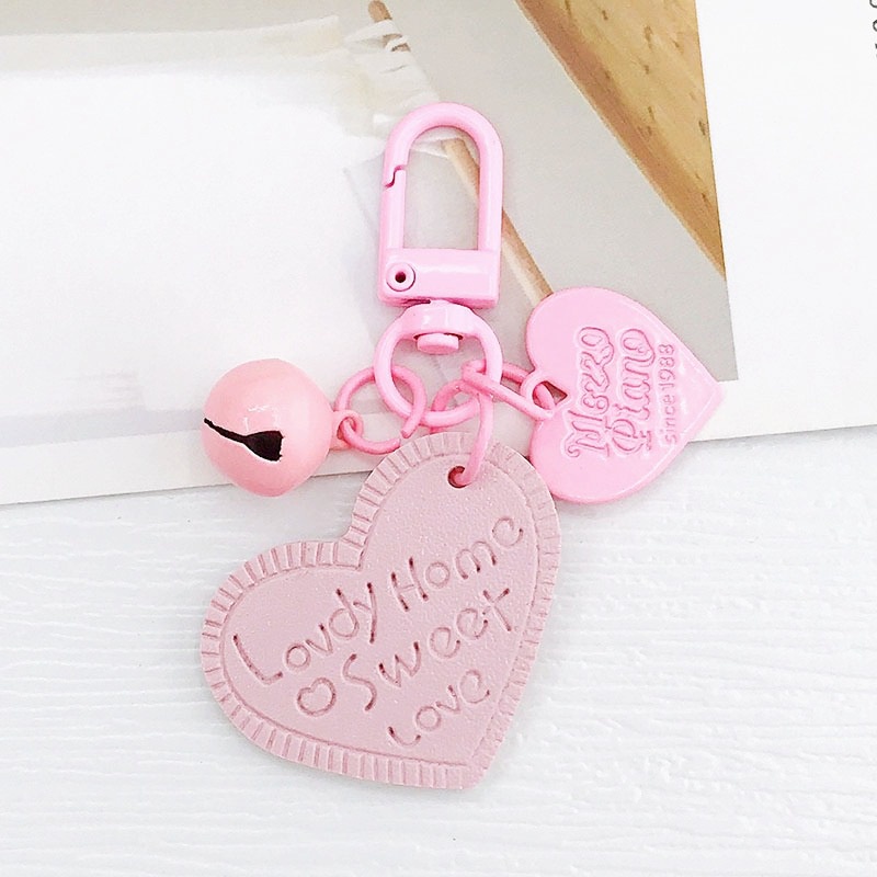 11warna Solid Ukir Kulit PU Cinta Hati DIY Liontin Gantungan Kunci Untuk Semua Ponsel Bluetooth Earphone Tas Untuk iPhone Android OPPO VIVO Huawei Xiaomi Redmi Samsung Sarung