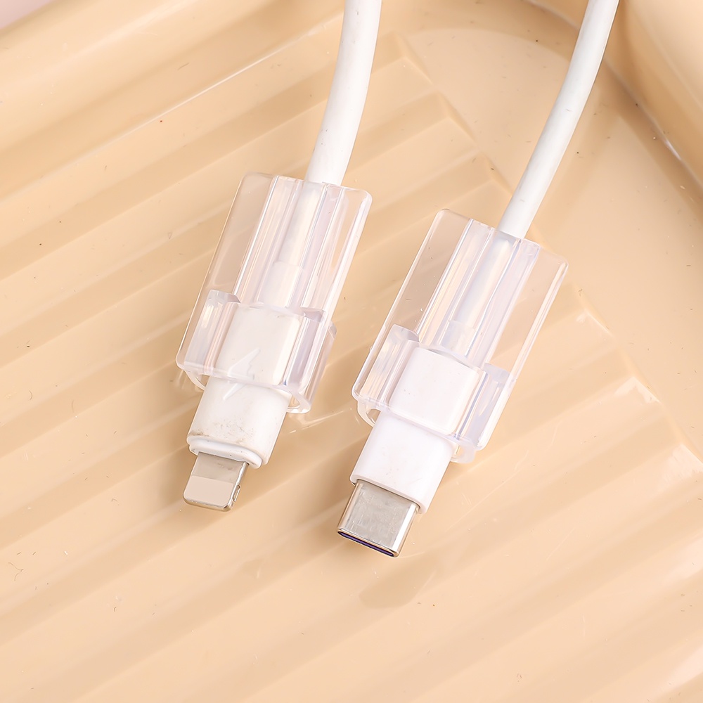 [Unggulan] Penutup Pelindung Kabel Data Transparan Sederhana Universal Kabel Data Tetap Klip Penutup Perlindungan 1per5pcs Perangkat Gigitan Kabel Data Ponsel Komputer Untuk Tipe C/Apple