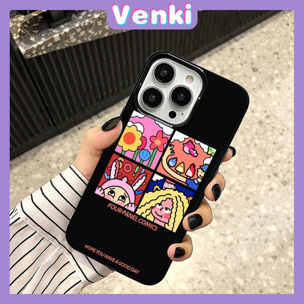 iPhone Case Soft TPU Glossy Black Candy Case Cute Four-panel Comic Camera Protection Shockproof For iPhone 14 13 12 11 Pro Max 7 8 Plus X XR