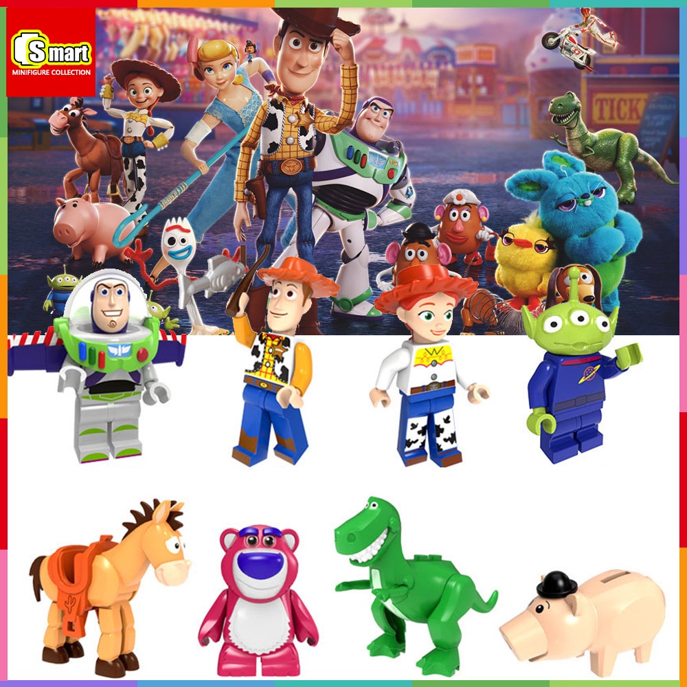 Toy Story Mini-Boneka Buzz Lightyear Woody Heart Horse Triss Three Eyes Strawberry Bear Hugging Dragon Puzzle Merakit Mainan