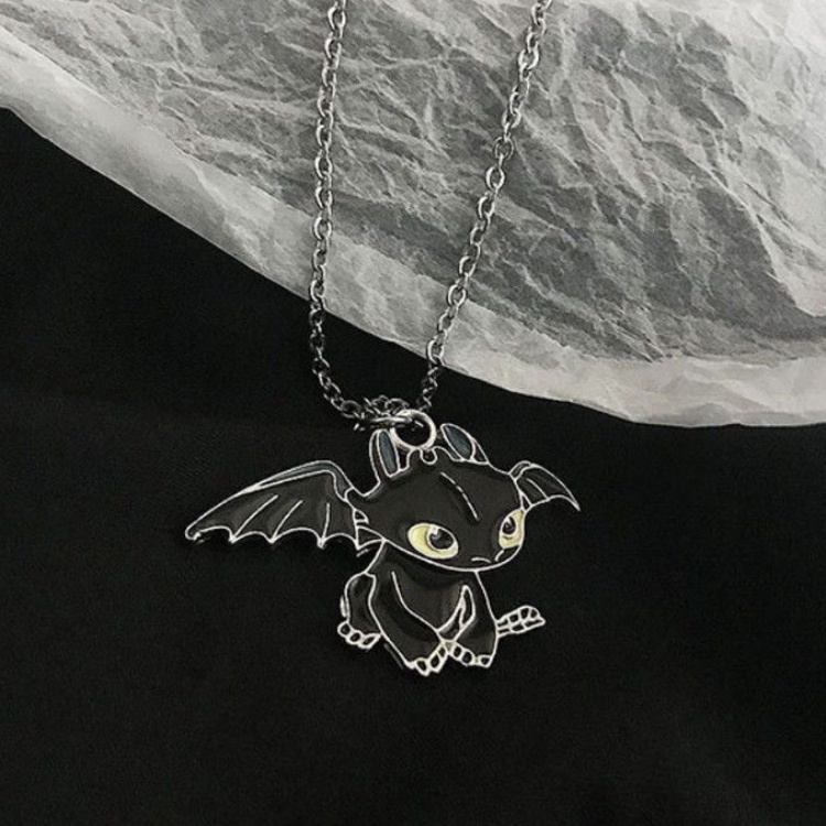 Karakter Kartun Lucu Cahaya Fury Night Fury Pendant Kalung Cara Melatih Naga Anda Anime Film Pasangan BFF Perhiasan